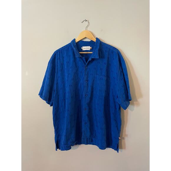 Honor the Gift Other - Honor The Gift Blue Diamond Button Down Short Sleeve Top XXL